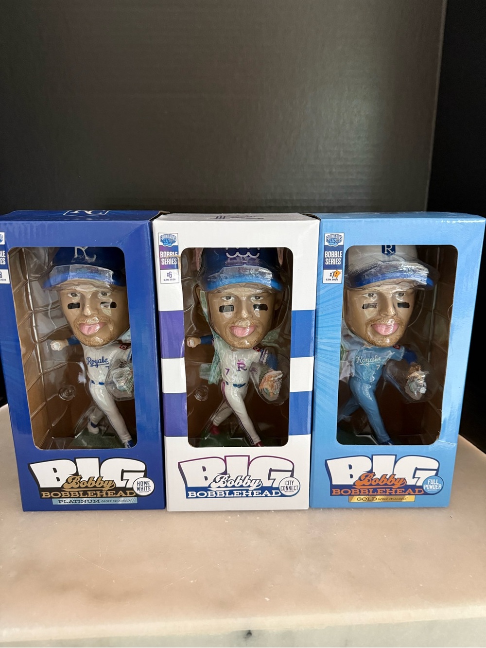 Kansas City Royals complete set of three limited-edition "Big Bobby" bobbleheads